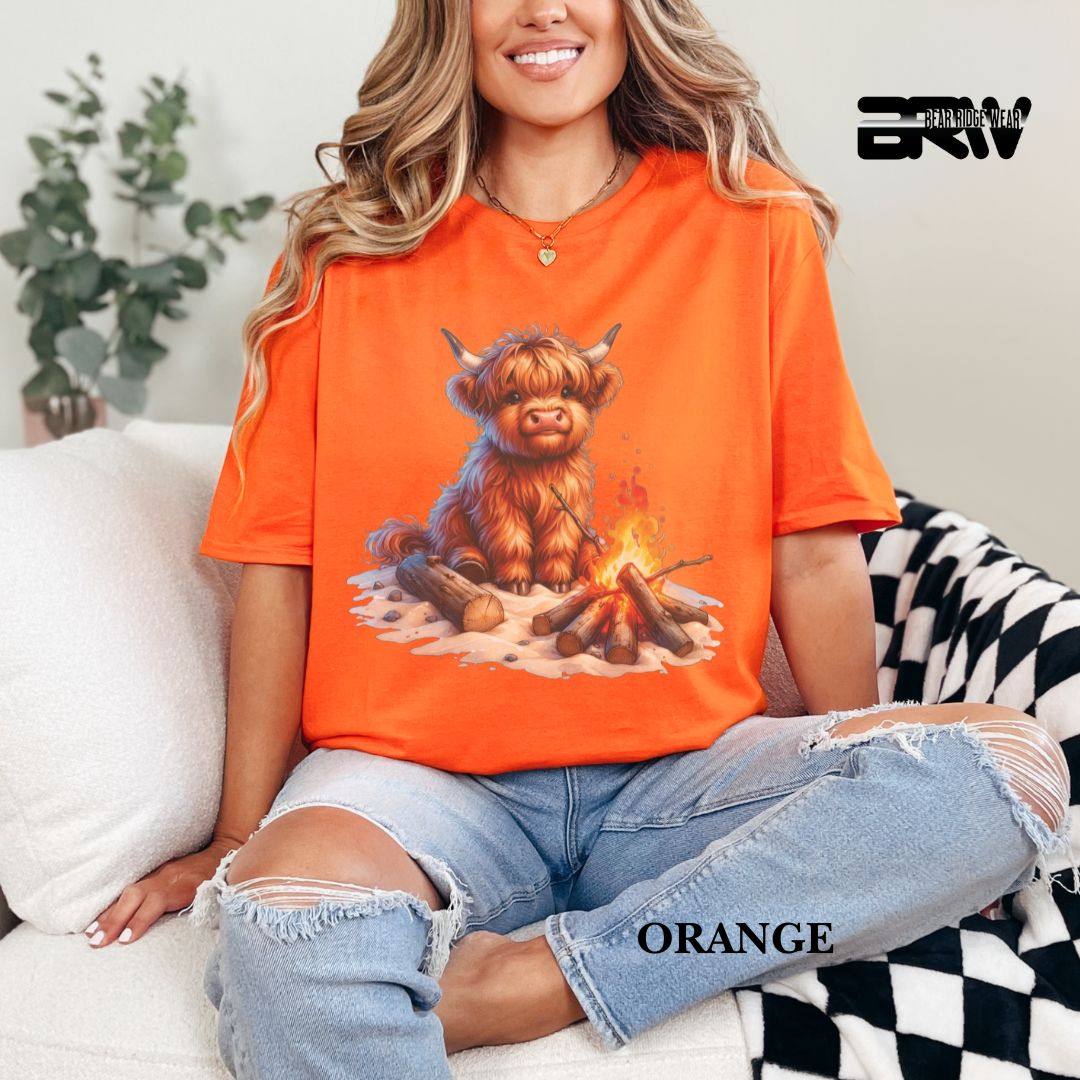 'Highland Cow- Bonfire'  Summer Tee