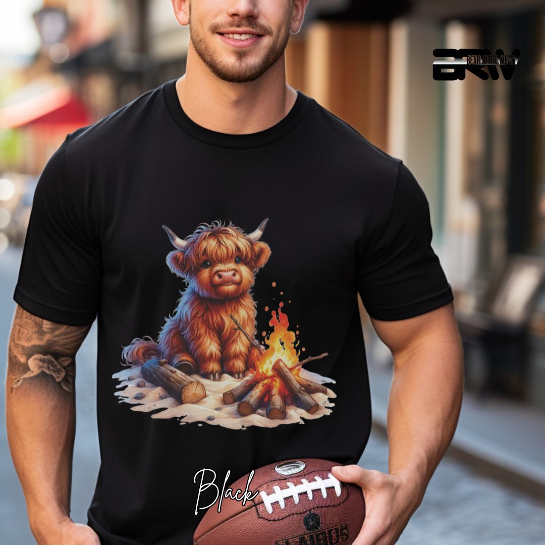 'Highland Cow-Bonfire' Summer T- Shirt