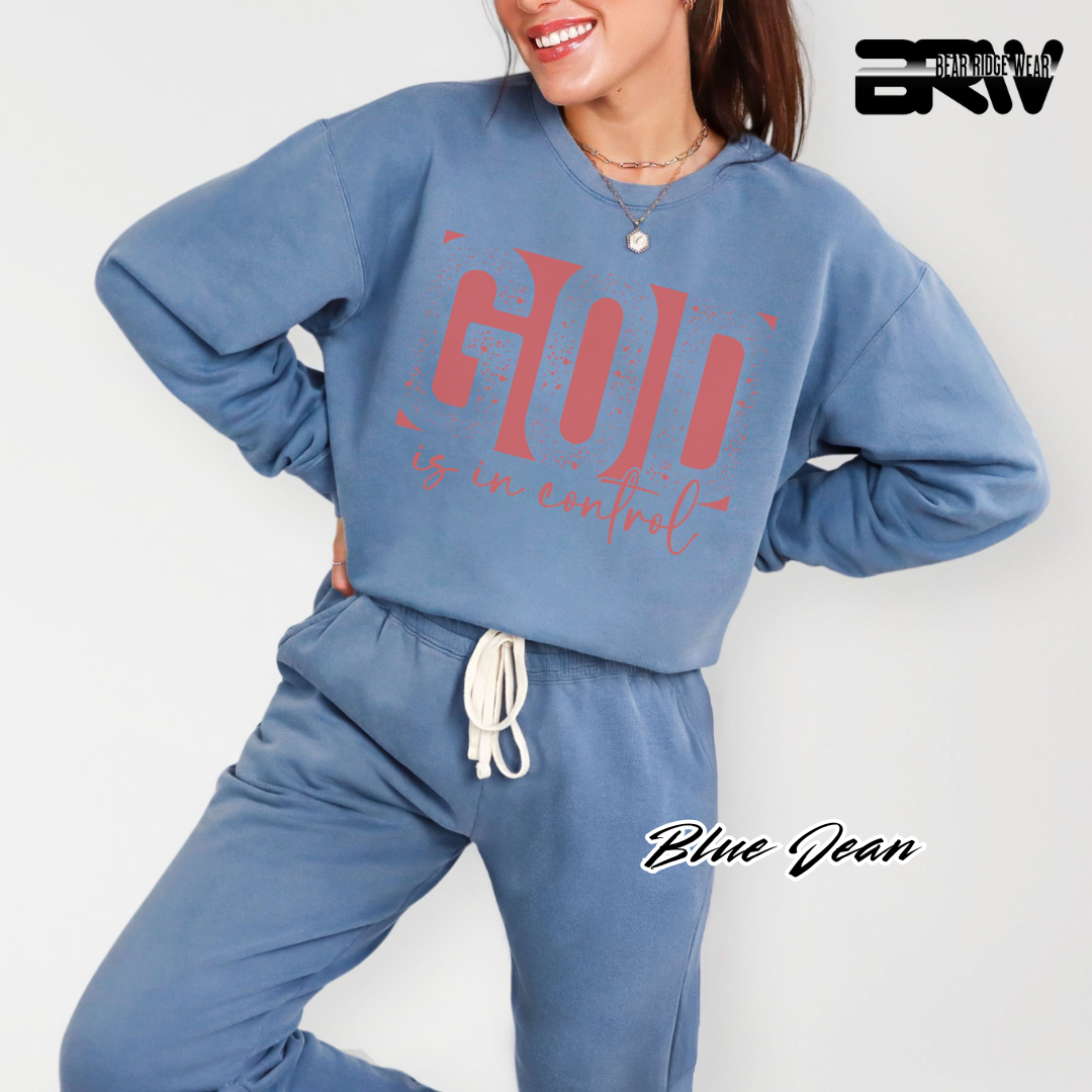 'God Is In Control' Pink Faith Crewneck Sweatshirt