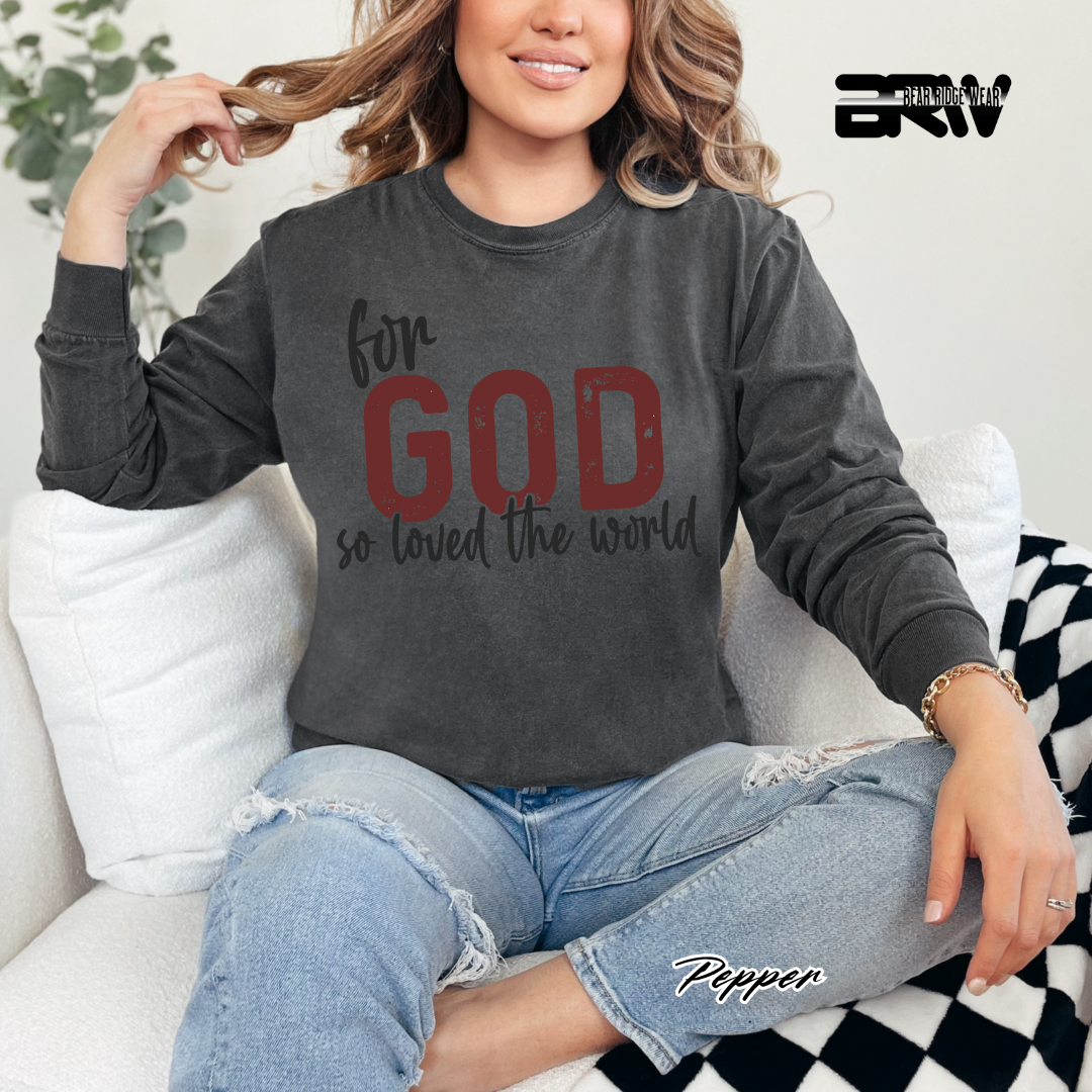 'For God So Loved The World' Faith Long-sleeve Tee