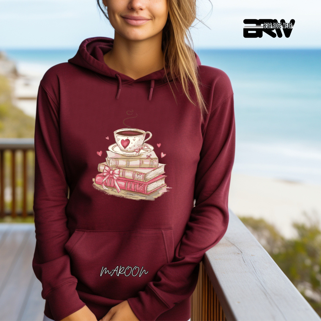 'Coffee on top of the books' Hoodie