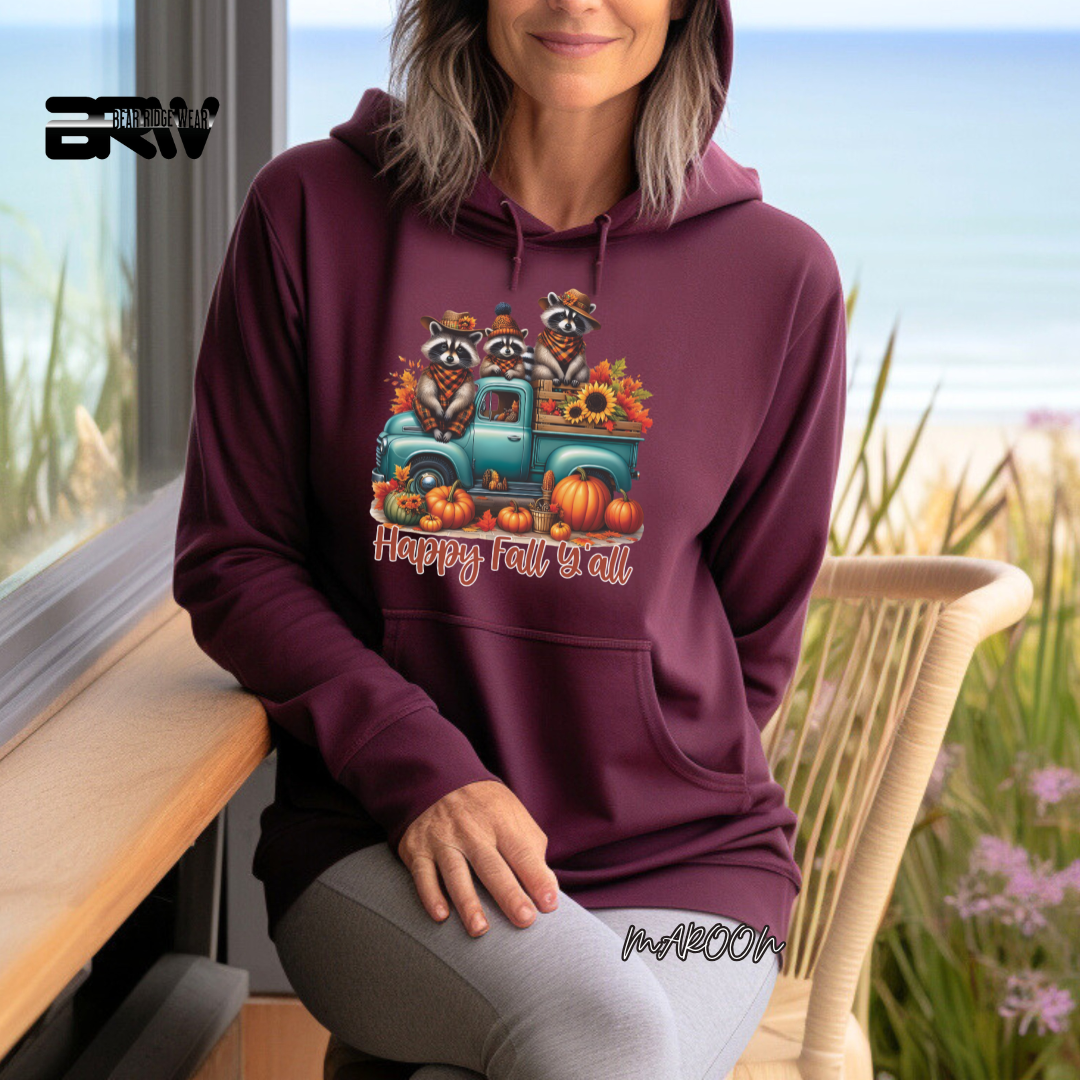 'Happy Fall Yall-Raccoons'  Fall Hoodie