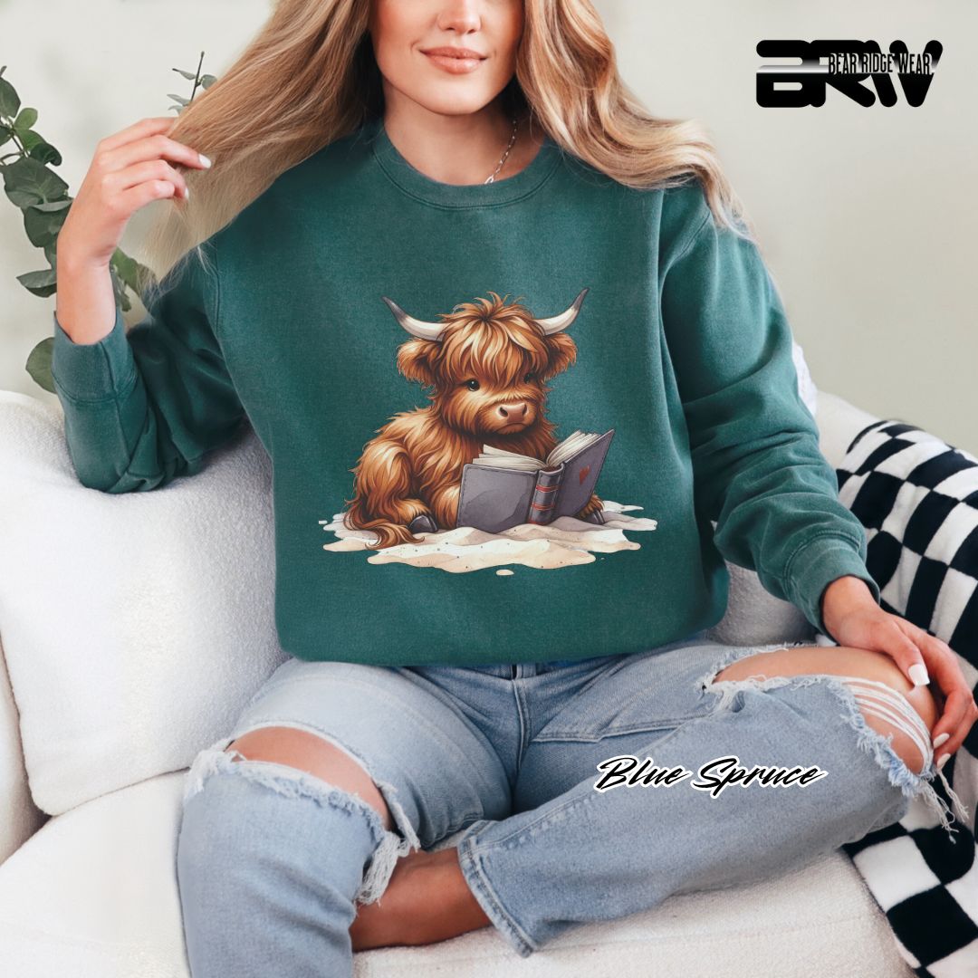 'Highland Cow-Beach-Book' Summer Long Sleeve Tee