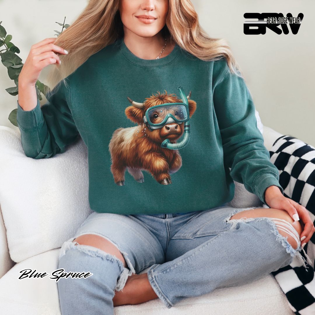 'Highland Cow-Snorkel' Summer Long Sleeve Tee