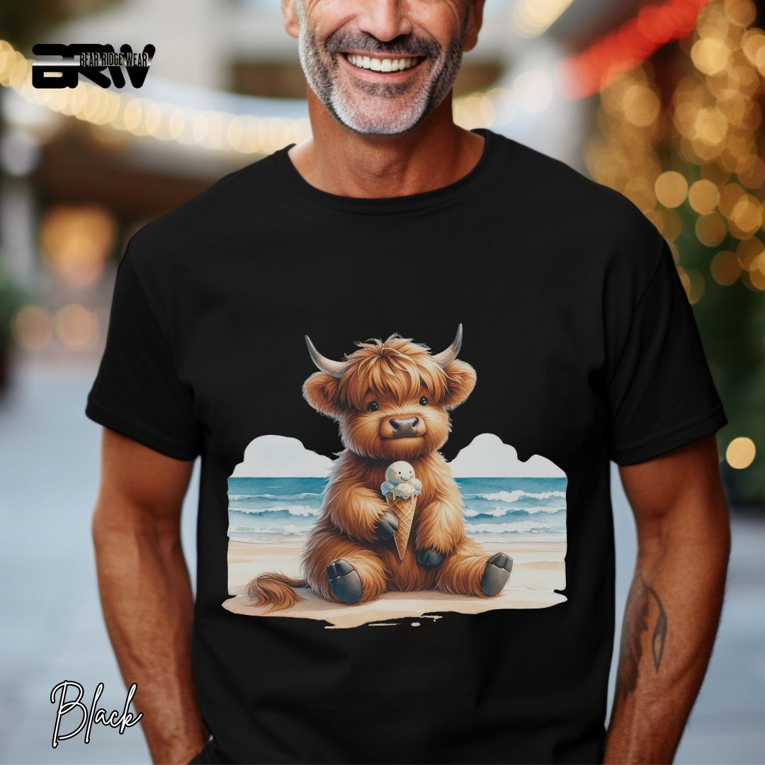 'Highland Cow-Ice Cream' Summer T- Shirt