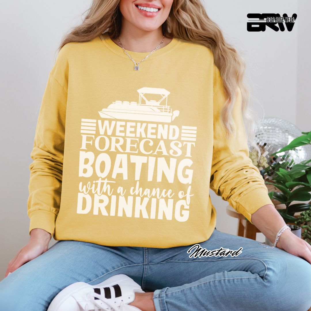 'Weekend Forecast-Boating' Summer Long Sleeve Tee