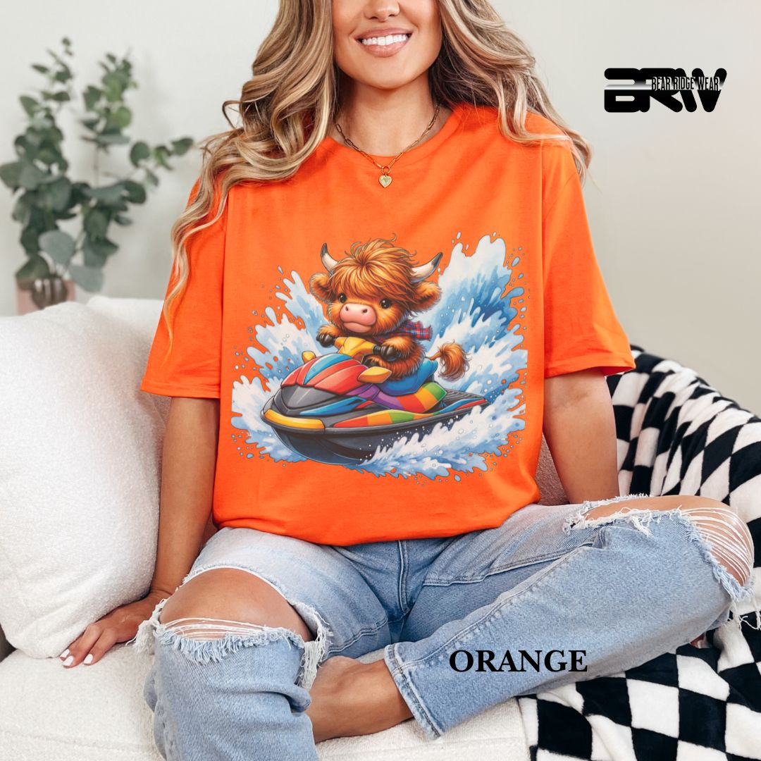 'Highland Cow-Ski Mobile'  Summer Tee