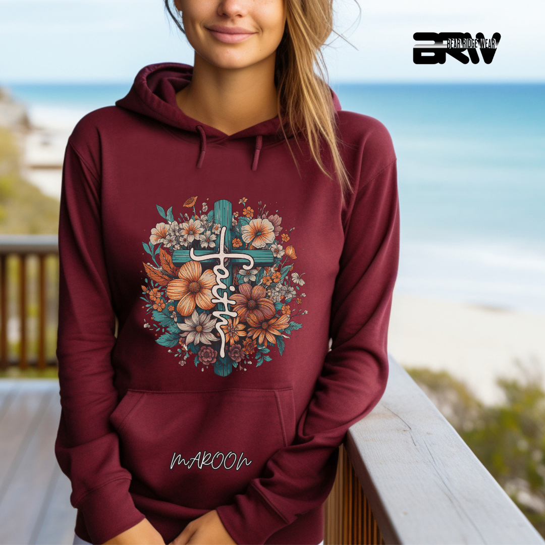 'Faith, Cross and Flower' Faith Hoodie