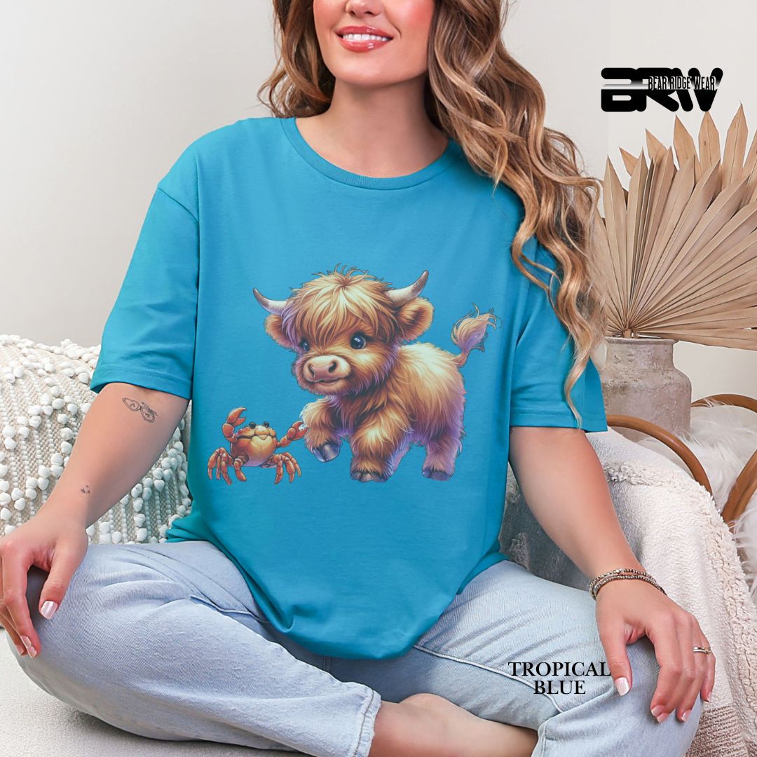 'Highland Cow-Crab' 3 Summer Tee