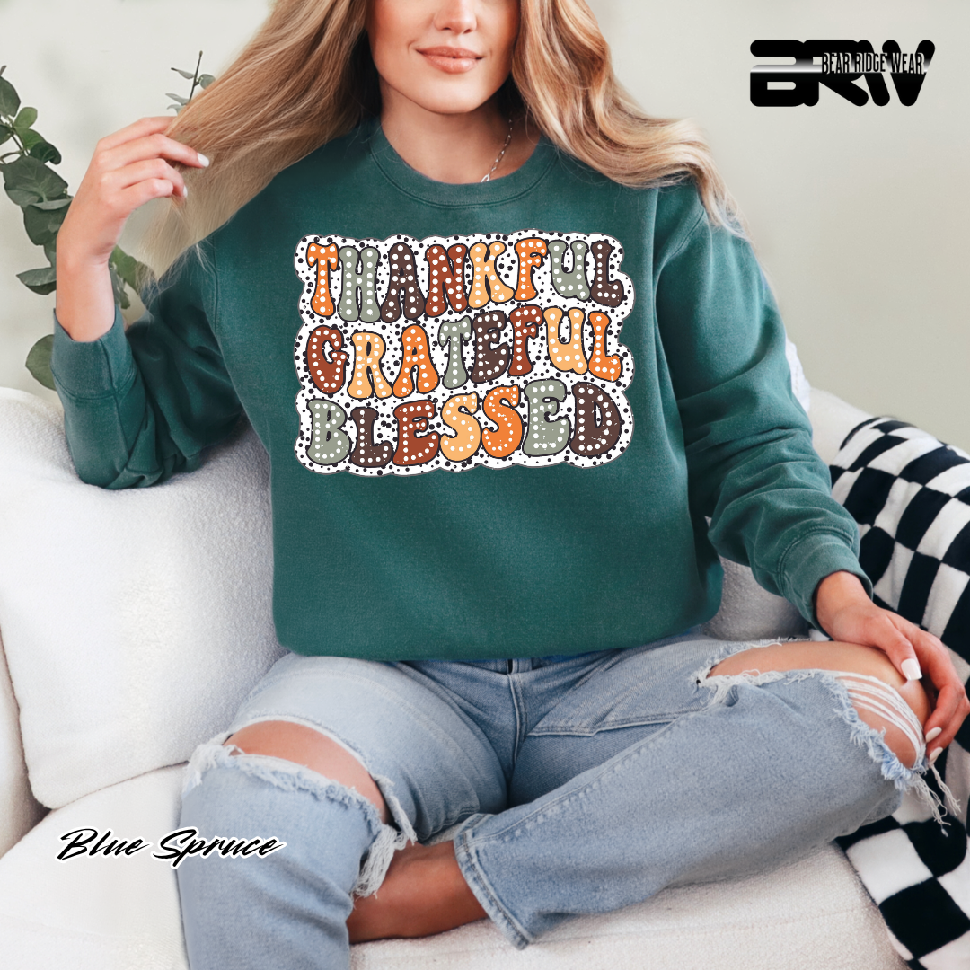 'Thankful Grateful Blessed' Fall Crewneck Sweatshirt