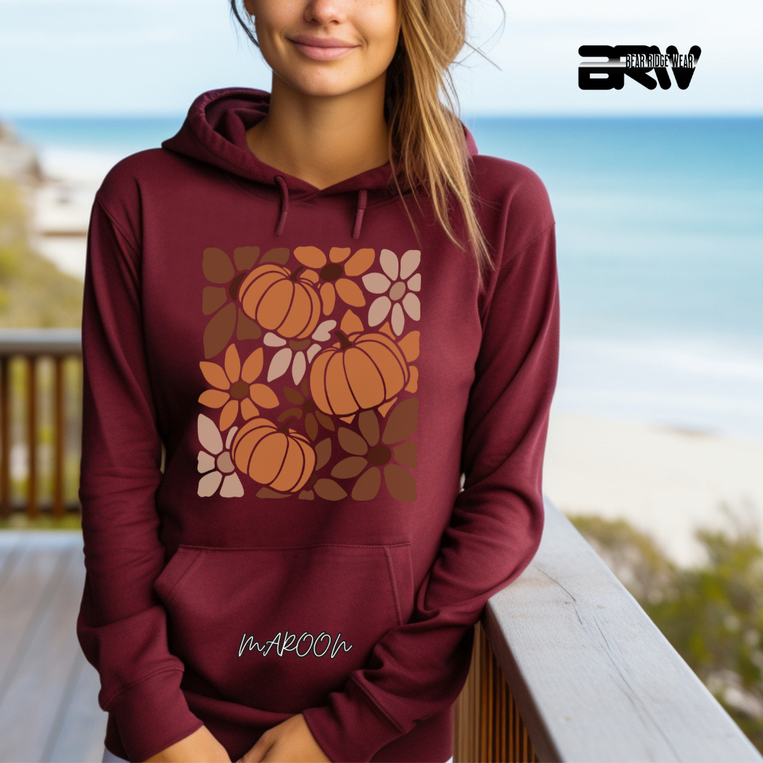 'Boho Floral Pumpkin' Fall Hoodie