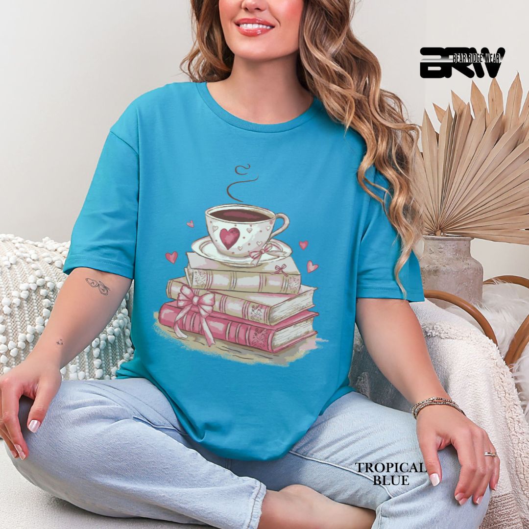 'Coffee On Top Of The Book' Valentines Tee