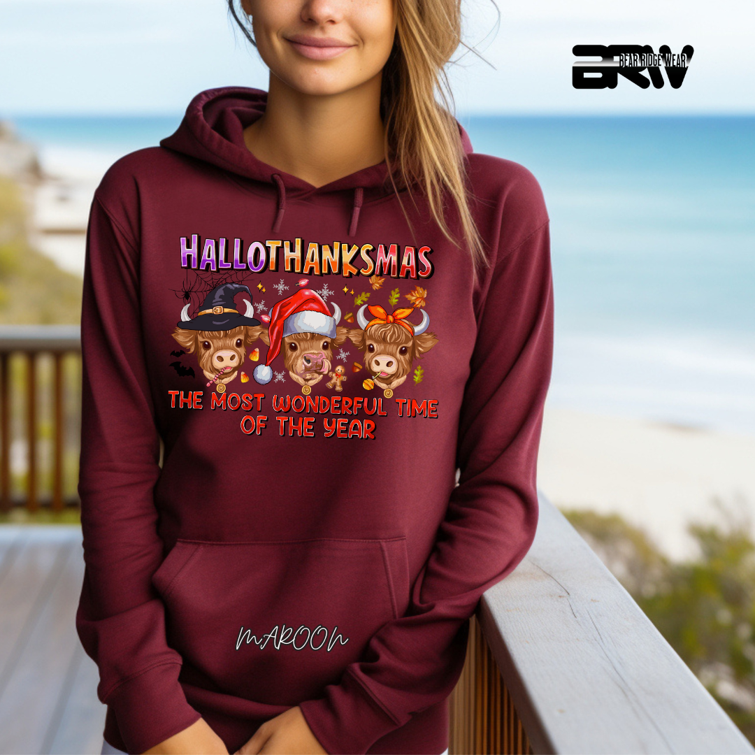 'Hallothanksmas Cow'  Fall Hoodie