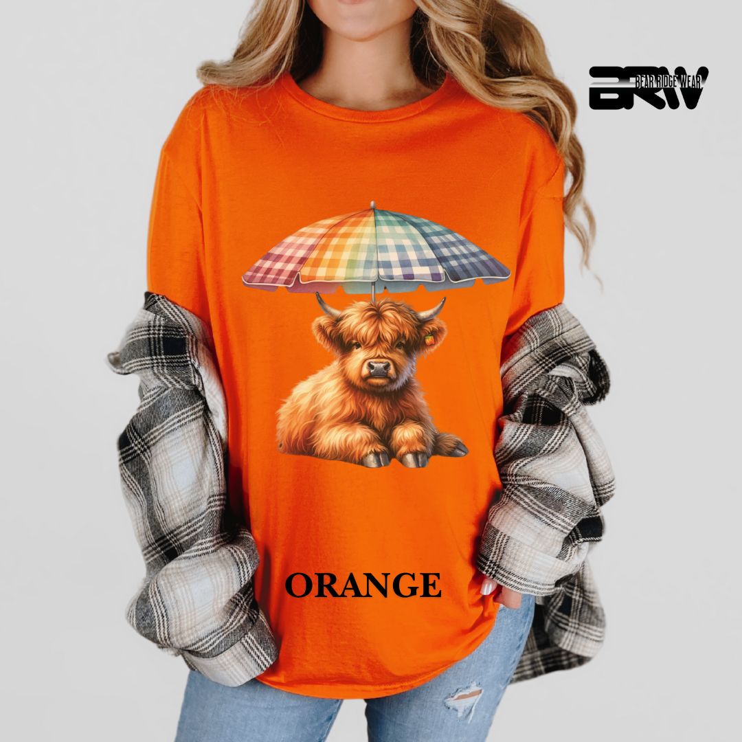 'Highland Cow-Umbrella'  Summer Tee