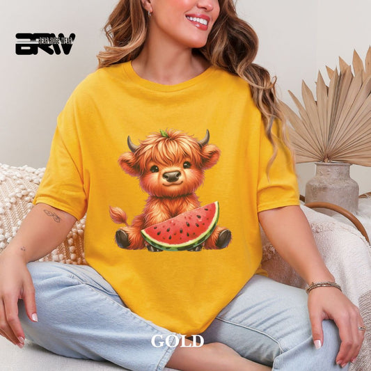'Highland Cow-Watermelon' 2 Summer Tee