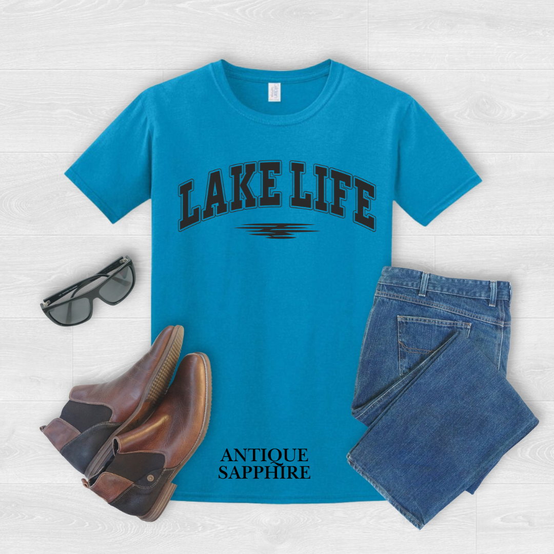 "Black  Stroke Lake Life" Tee