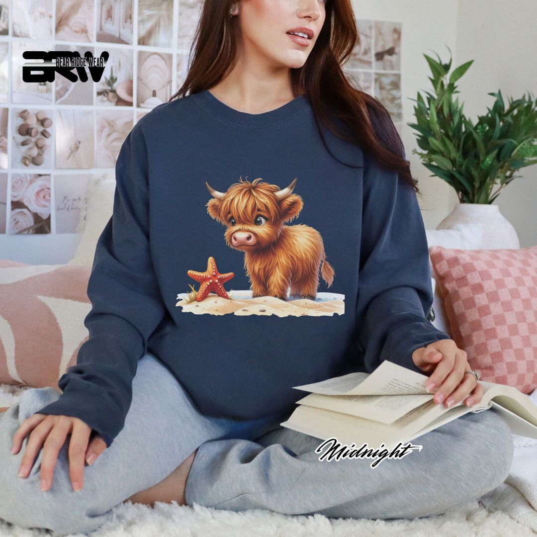 'Highland Cow- Starfish' Summer Long Sleeve Tee