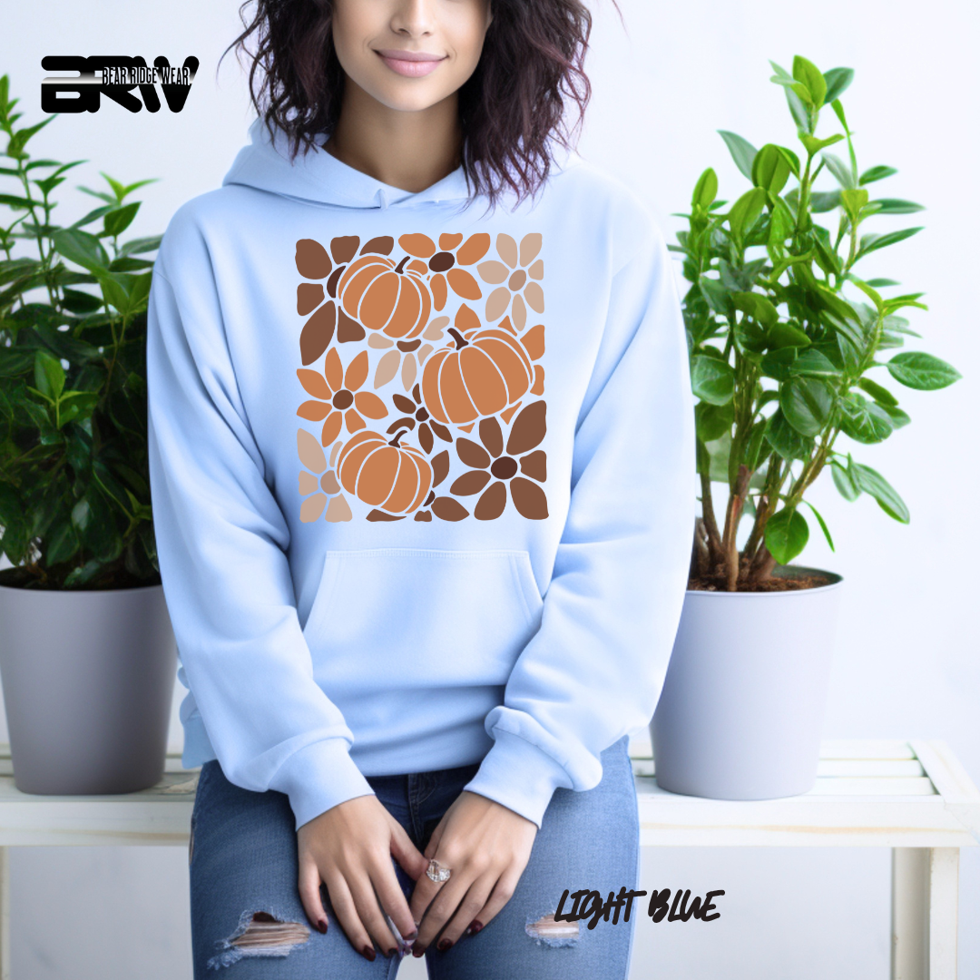 'Boho Floral Pumpkin' Fall Hoodie