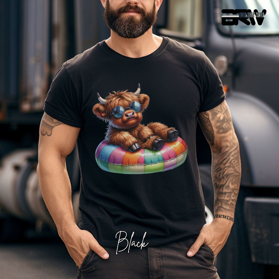 'Highland Cow-Float' Summer T- Shirt