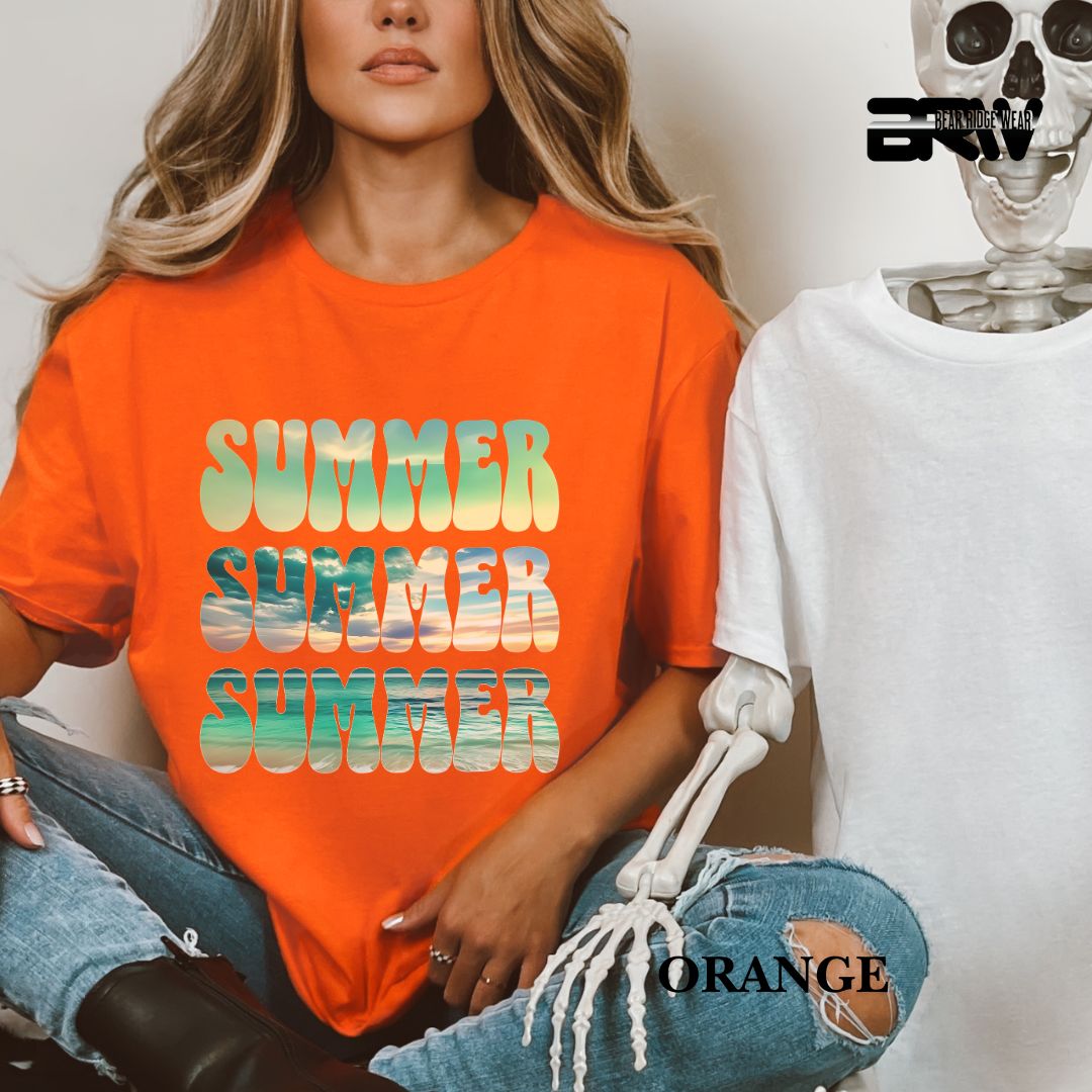 'Vibrant Summer Bubble Letter'  Summer Tee