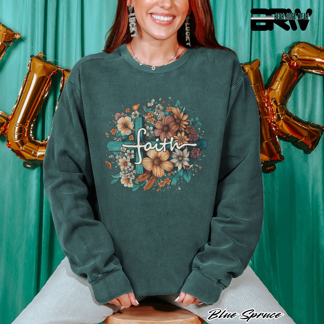 'Faith, Cross and flowers' Faith Long-Sleeve Tee