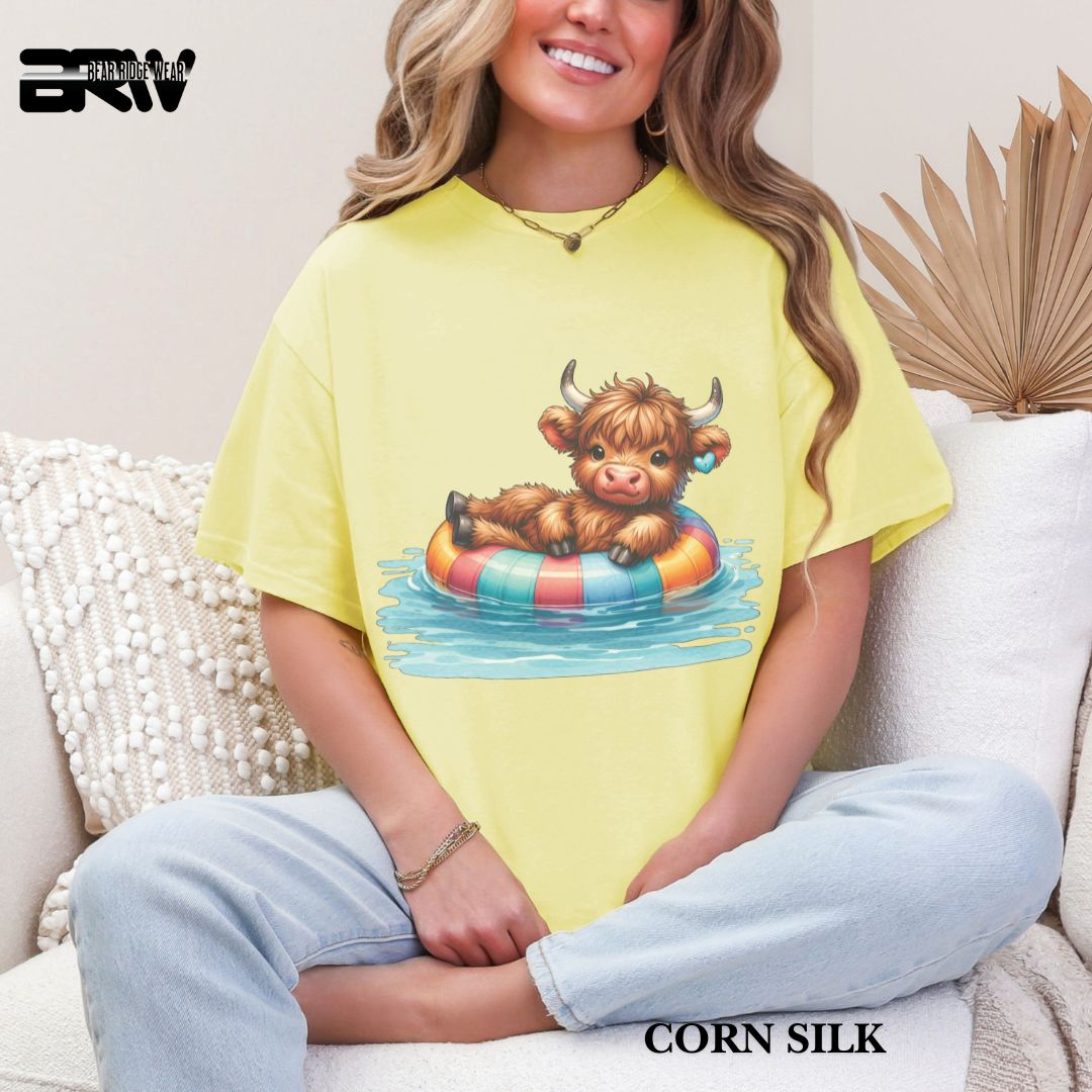 'Highland Cow-Float' 3 Summer Tee