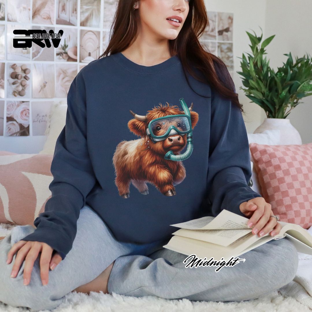 'Highland Cow-Snorkel' Summer Long Sleeve Tee