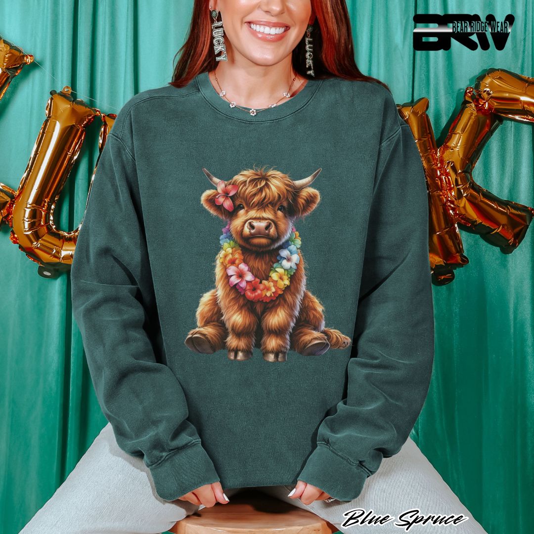 'Highland Cow-Lei' Summer Long Sleeve Tee