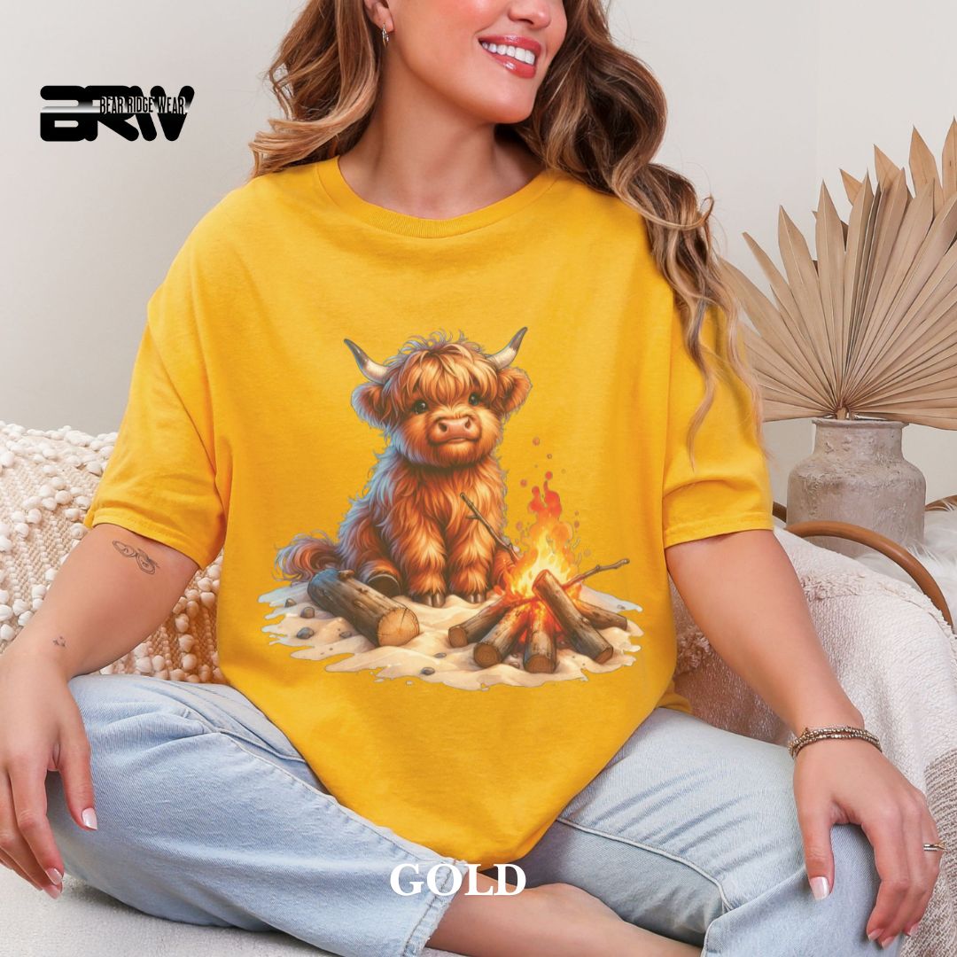 'Highland Cow-Bonfire' 2 Summer Tee