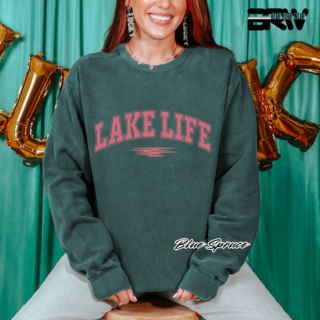 'Lake Life' Pink Stroke Crewneck Sweatshirt