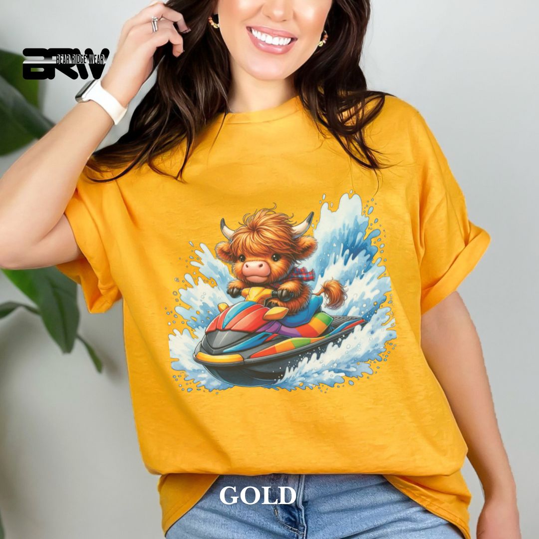 'HHighland Cow-Ski Mobile' 2 Summer Tee