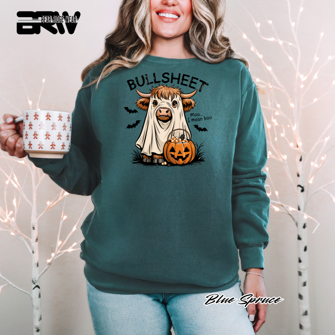 'Bull Sheet-Boo' Fall Crewneck Sweatshirt