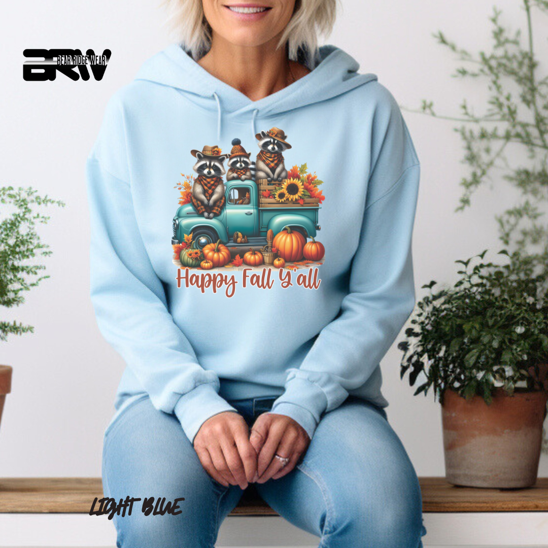'Happy Fall Yall-Raccoons'  Fall Hoodie