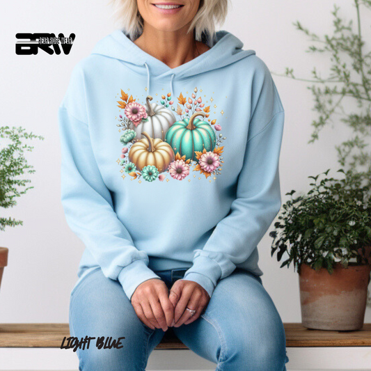 'Floral Shimmering Pumpkin' Fall Hoodie