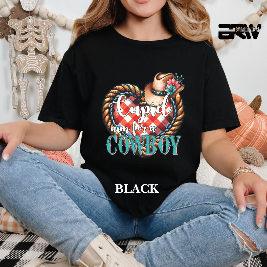 "Cupid Aim for a Cowboy" Tee