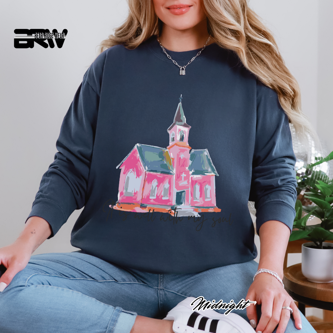 'It Is Well With My Soul' Black Faith Long-Sleeve Tee
