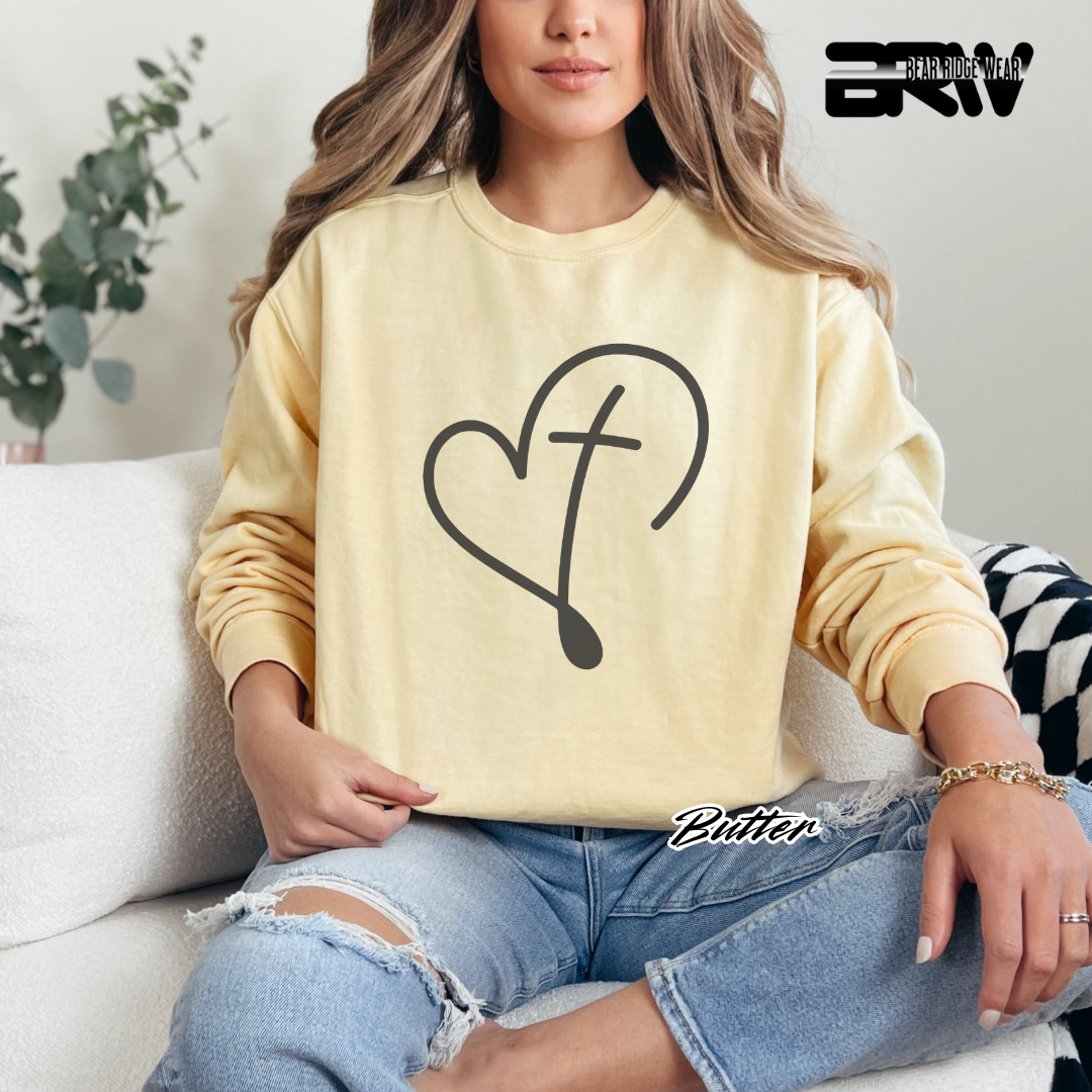 'Cross Inside the Heart' Crewneck Sweatshirt