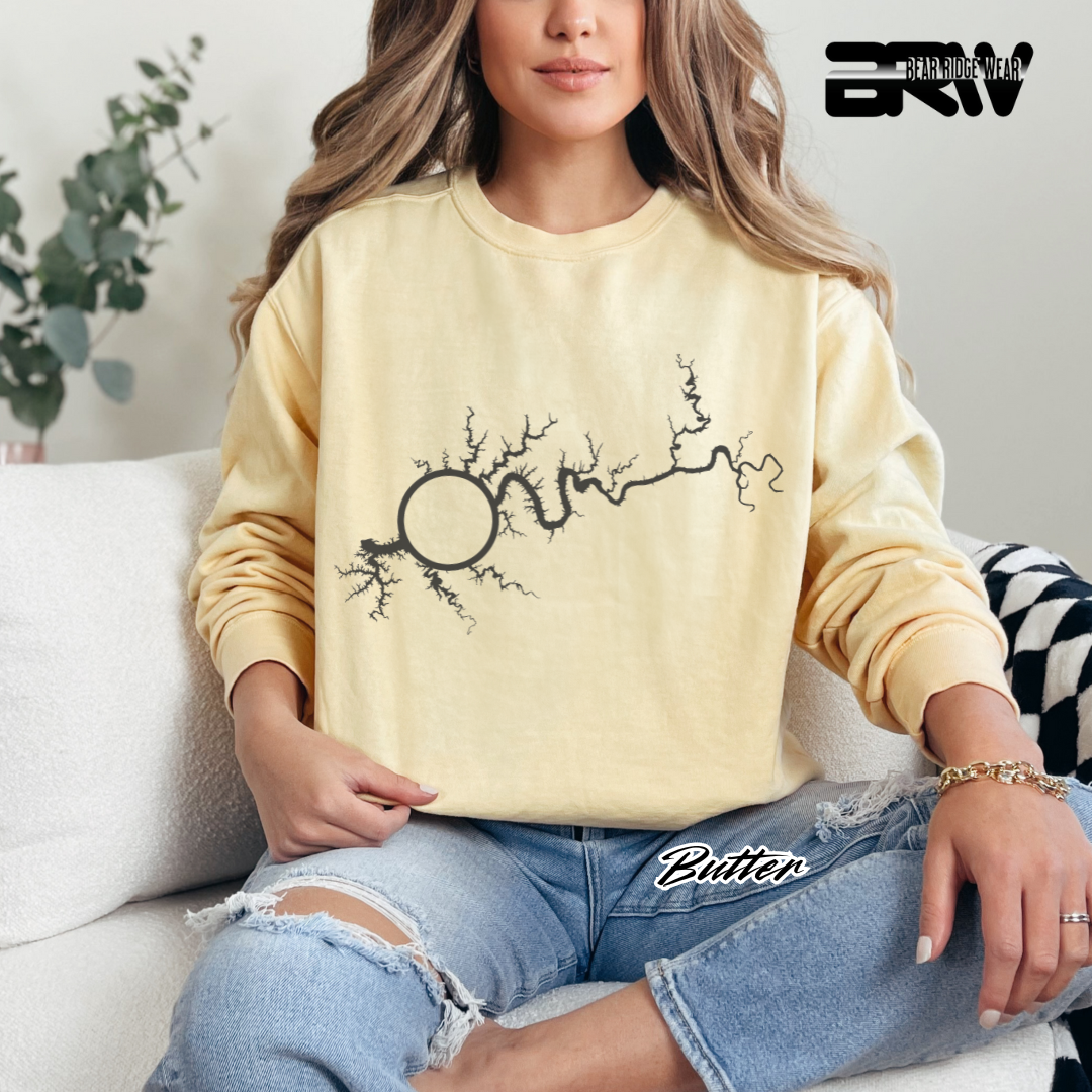 'Lake Cumberland Map' Crewneck Sweatshirt