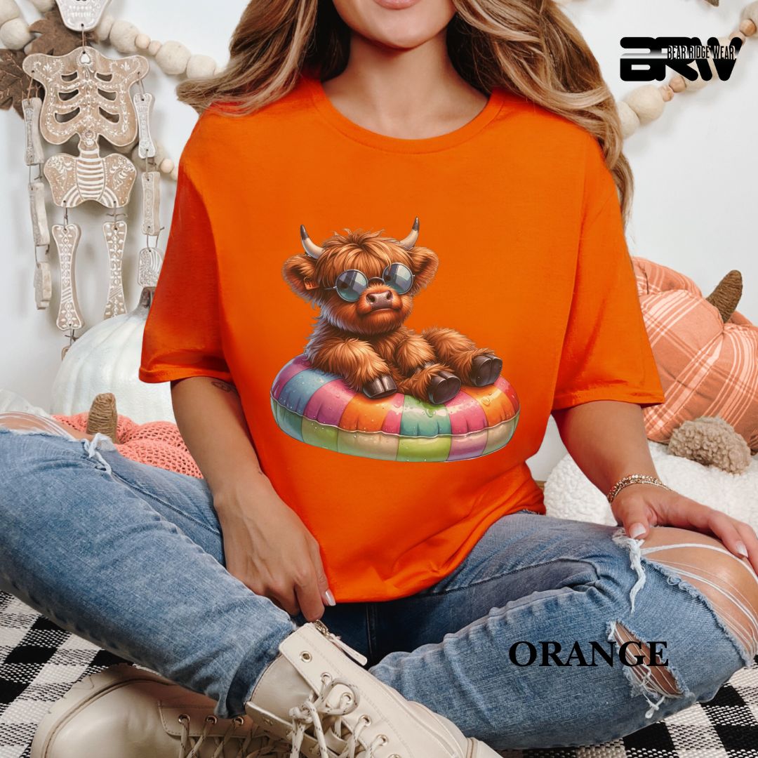 'Highland Cow- Float'  Summer Tee