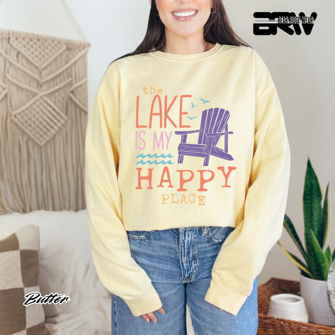 'The Lake Is My Happy Place' Summer Crewneck Sweatshirt