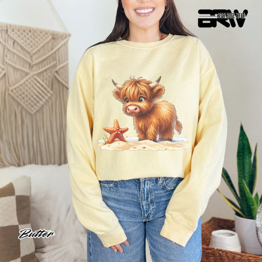 'Highland Cow-Starfish' Summer Long Sleeve Tee
