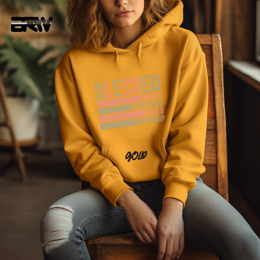 'Blessed, Mercy, Redeemed, Loved, and Worship' Faith Hoodie