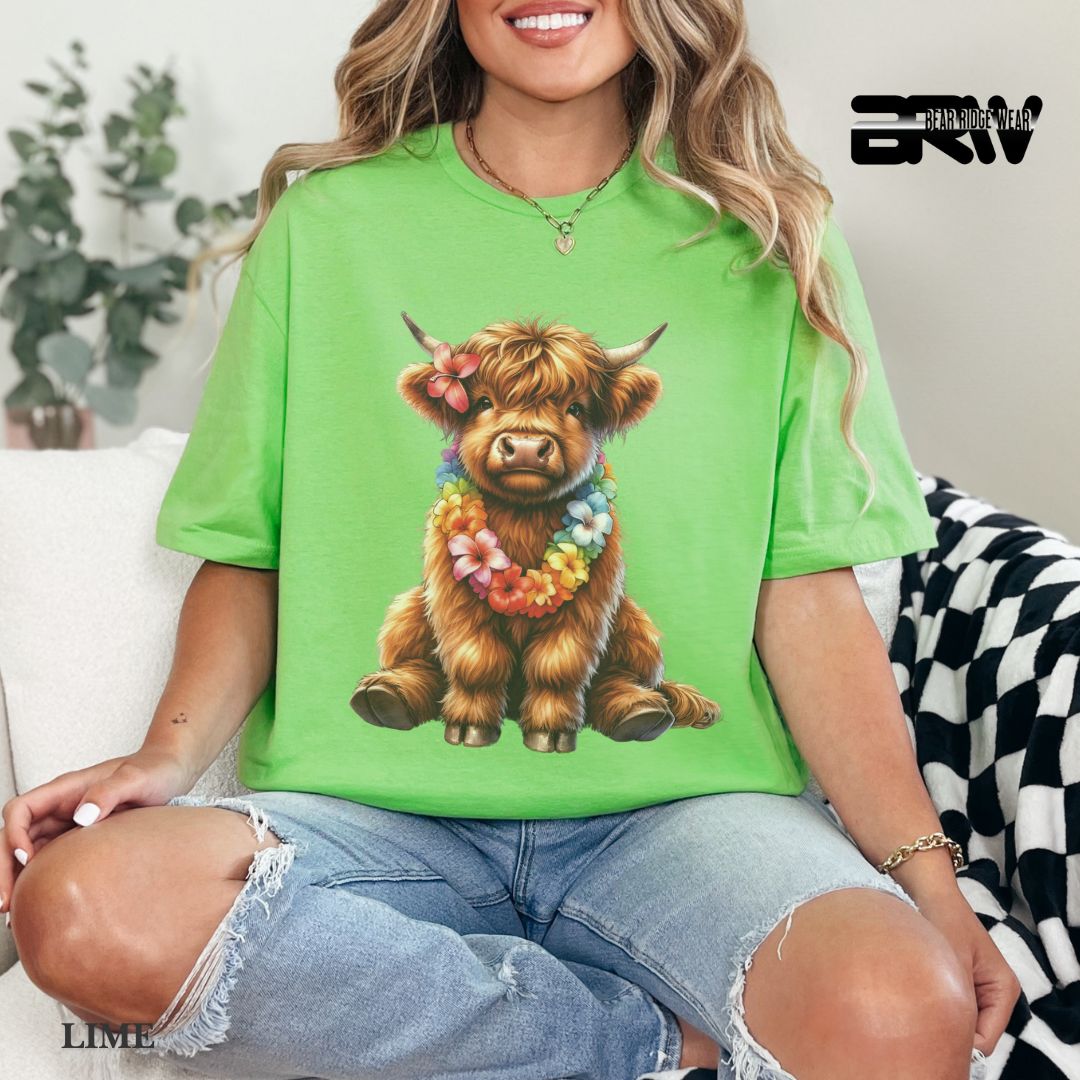 'Highland Cow- Lei'  Summer Tee