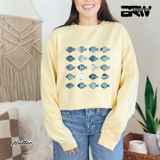 'Water Color Fish Pattern Design' Summer Long Sleeve Tee