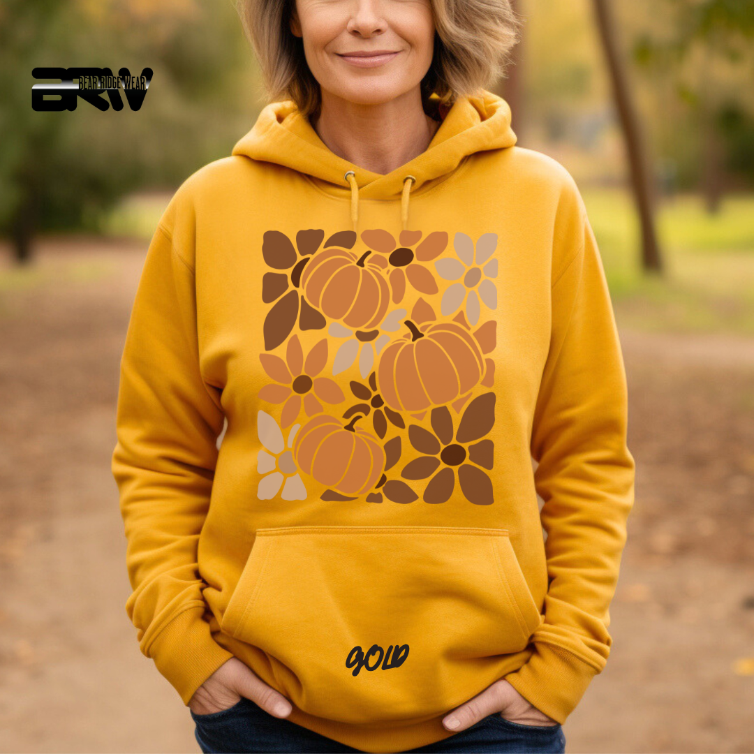 'Boho Floral Pumpkin' Fall Hoodie