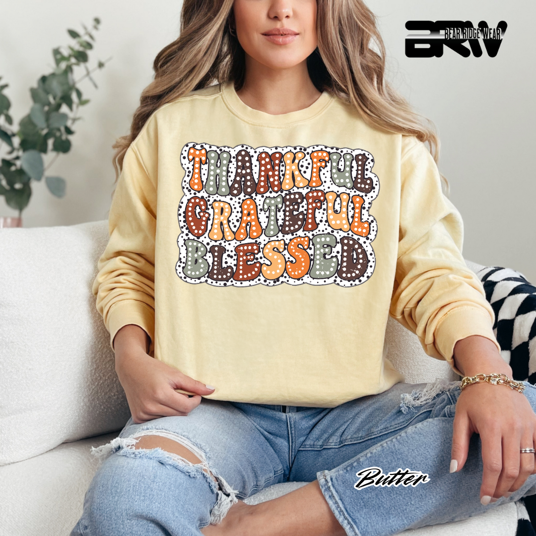 'Thankful Grateful Blessed' Fall Crewneck Sweatshirt