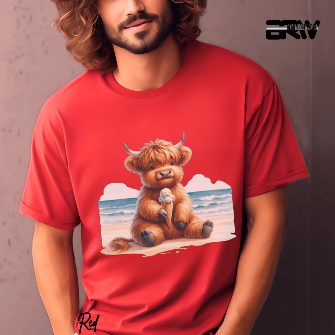 'Highland Cow-Ice Cream' Summer T- Shirt