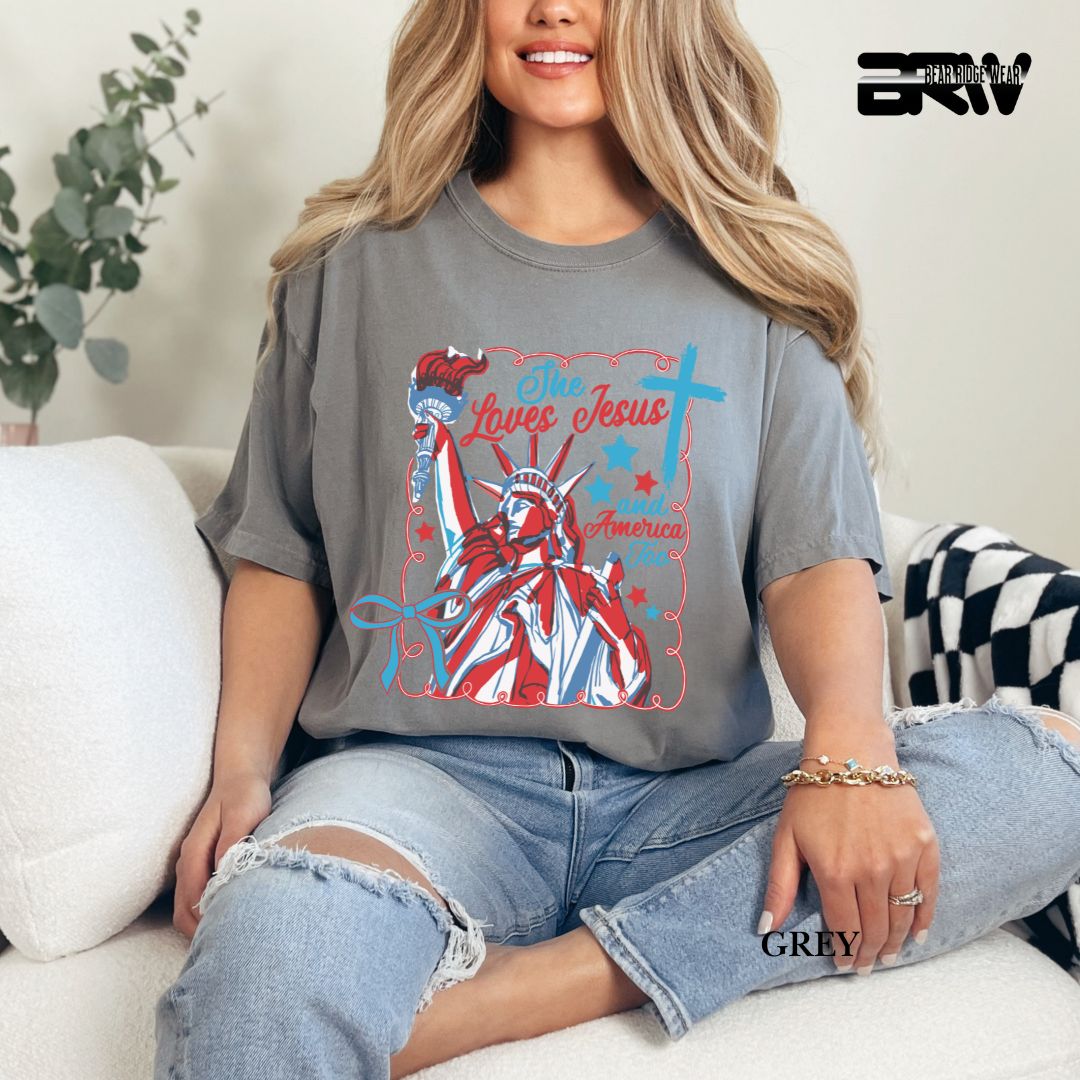 She Loves Jesus-America- Patriotic Tee