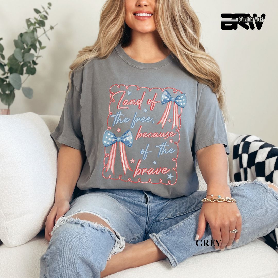 Land Of The Free-Bows- Patriotic Tee