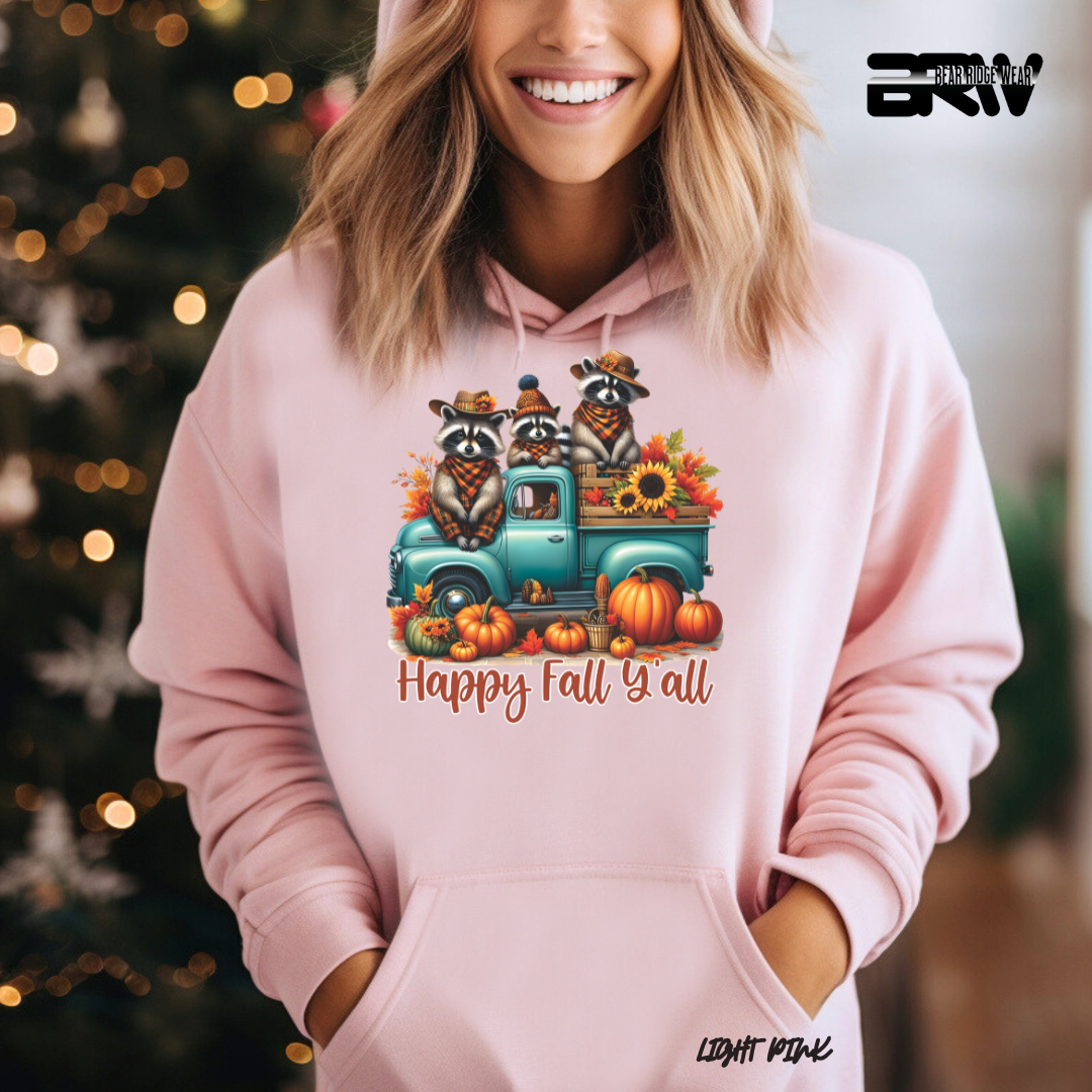 'Happy Fall Yall-Raccoons'  Fall Hoodie